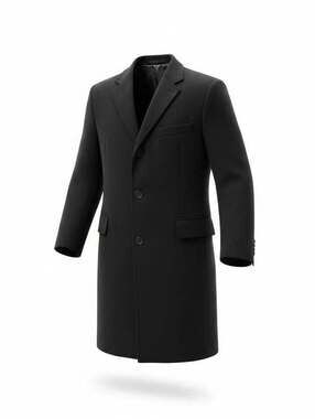 Men's Black Wool Overcoat